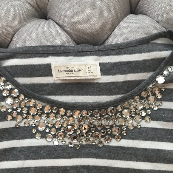 Abercrombie & Fitch Rhinestone Collar Striped Top - Picture 3 of 3